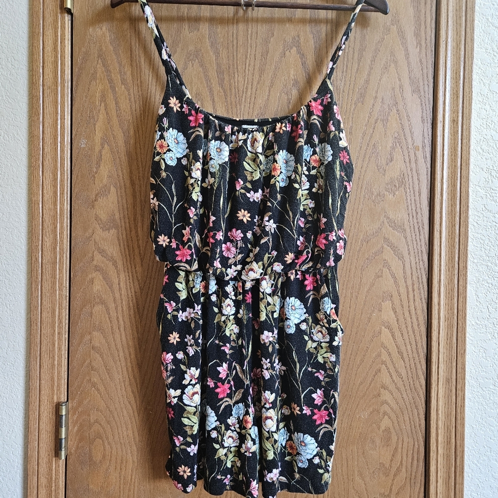 Kaileigh Black Romper with Vibrant Floral Design